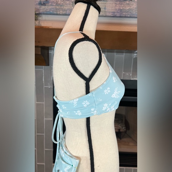 Zaful Blue Floral Bikini Lace up Back Swimsuit Set Size 4 - Picture 8 of 9